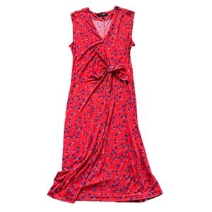 Banana Republic Red and Blue Sleeveless Print Twist Faux Wrap Dress, Size Small